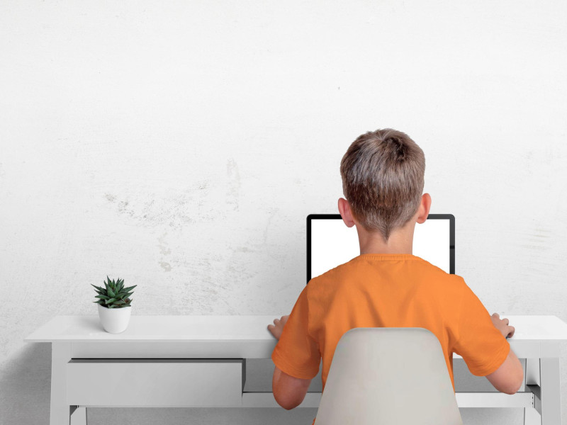 Un niño delante de la pantalla de un ordenador portátil